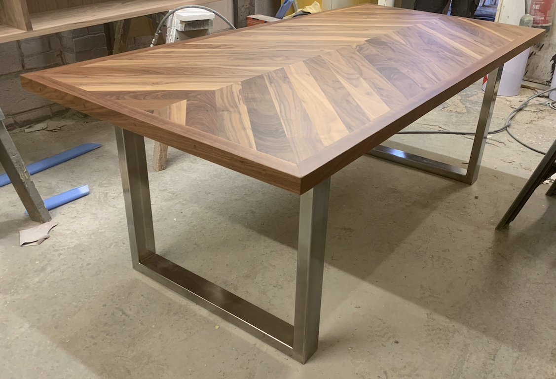 Walnut herringbone table