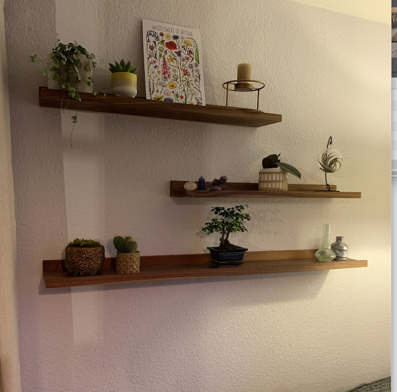 Walnut picture frame shelves