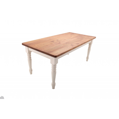 Farmhouse Style Table - Table Shown with Tulipwood Painted Frame - Custom Elm Top with pencil round profile & 50mm radius corner