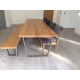 Mordern Table In oak (Olive green Powder coated legs) + matching bench